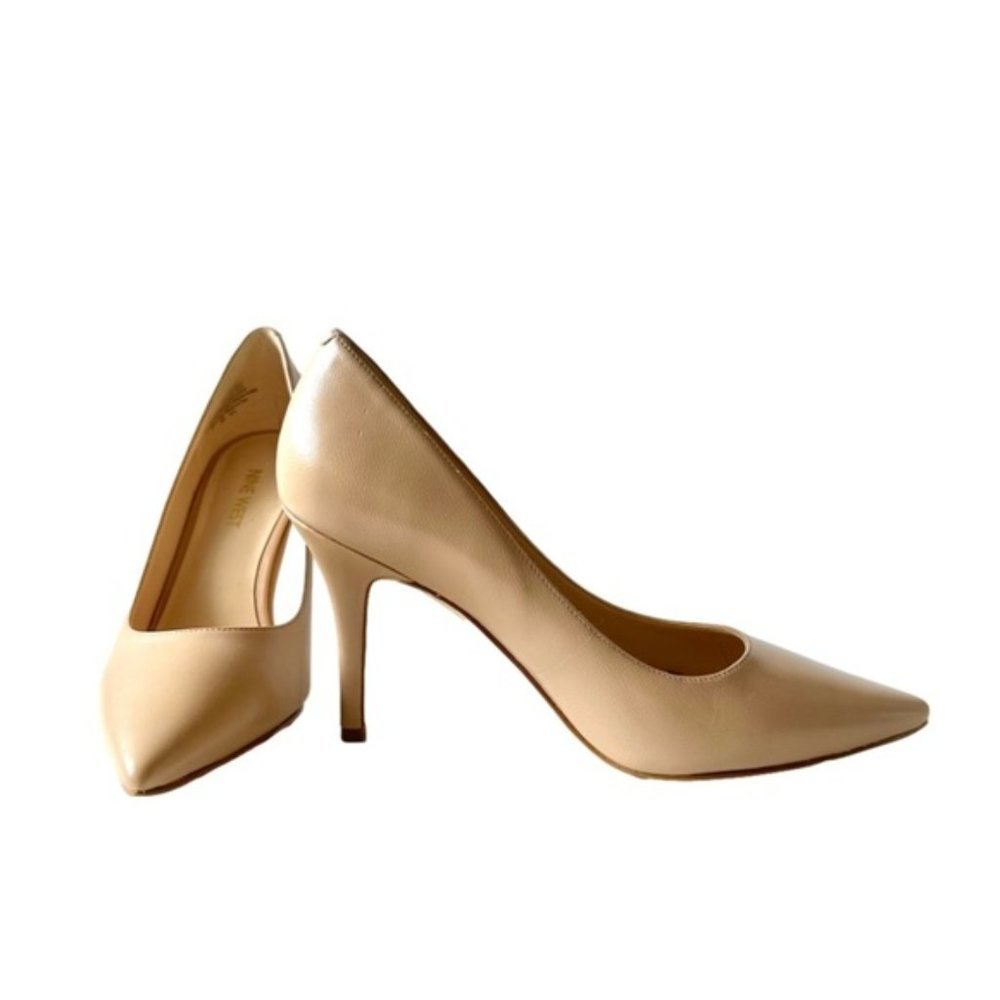 Nine West Jackpot Nude Tan Leather Pumps Pointed Toe US 7.5 - Picture 2 of 9